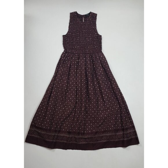 Madewell The Melody Smocked Midi Dress In Daisy Print M Dusty Plum Cotton Poplin - Picture 10 of 16